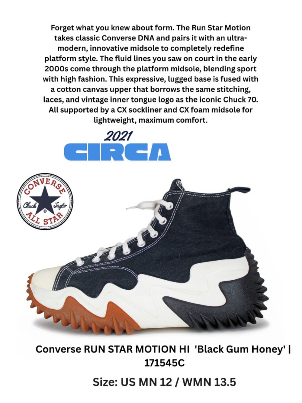 Converse RUN STAR MOTION HI  'Black Gum Honey' |  171545C